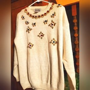 Vintage Maori Bee Sweater Women's Small Bedazzled